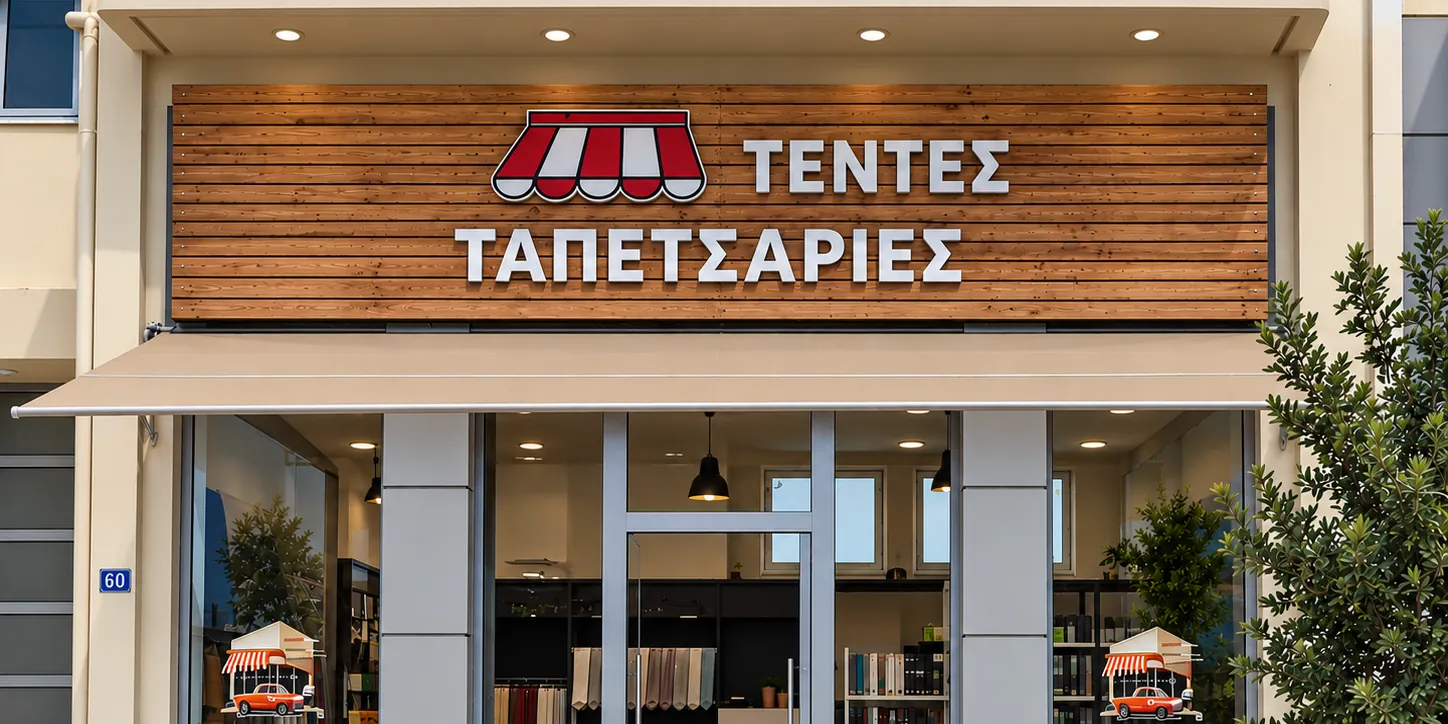 Το κατάστημα Τέντες Ταπετσαρίες Στεργιόπουλος στη Δημοκρατίας 60, Ιεράπετρα